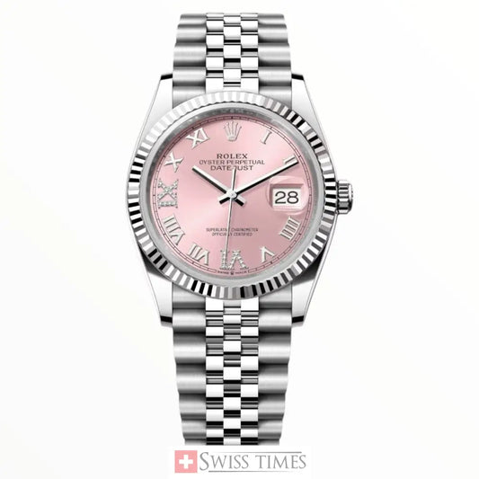 Date-Just 36mm Steel Pink Dial Jubilee