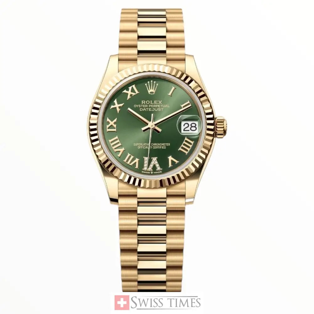 Date-Just Olive Green Roman VI President 31MM