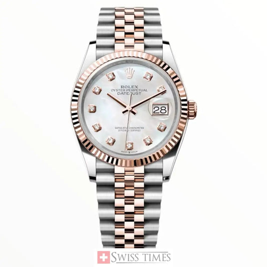 Date-just Pink Gold Mother Of Pearls White Dial Jubilee 36mm