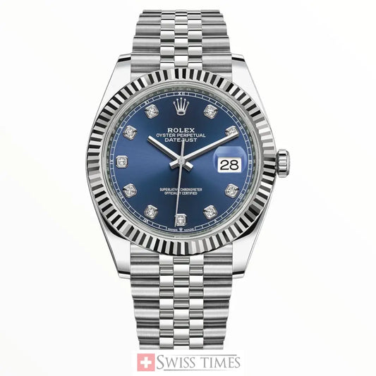 Date-Just Steel Blue Diamonds Dial Jubilee