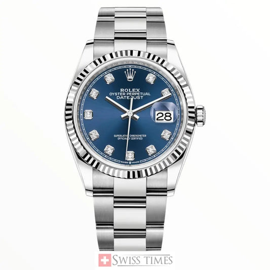 Date-Just Steel Blue Diamonds Dial Oyster 36mm