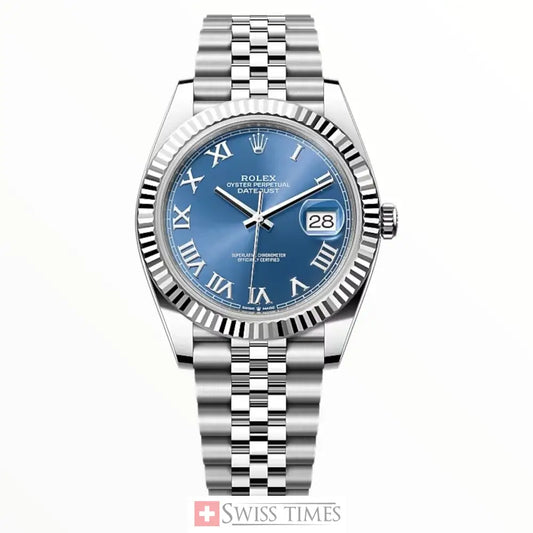 Date-Just Steel Blue Roman Dial Jubilee