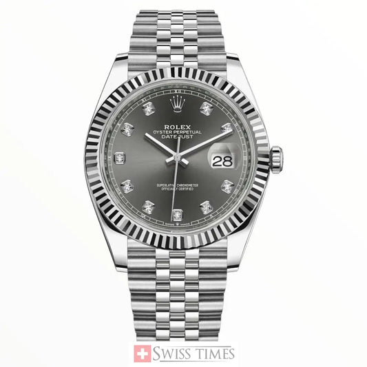 Date-Just Steel Grey Diamonds Dial Jubilee