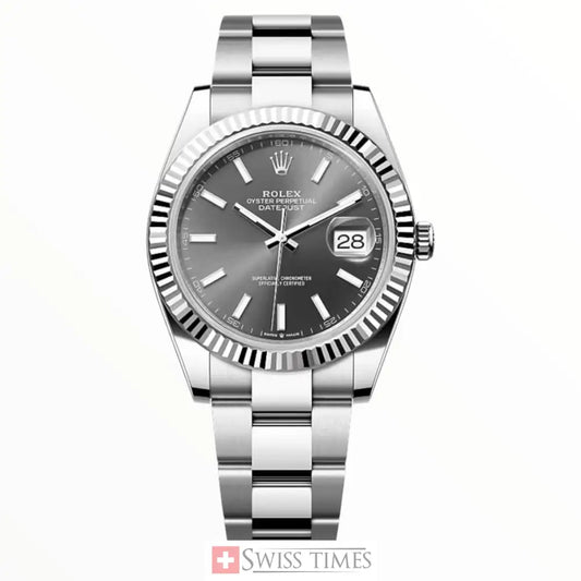 Date-Just Steel Grey Rhodium Dial Oyster 41mm