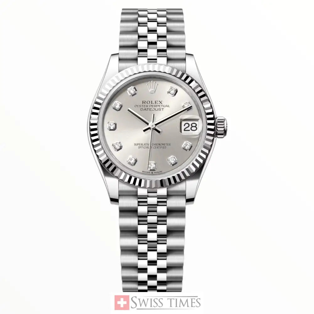 Date-Just Steel Silver Dial Diamonds Jubilee 31MM