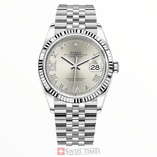 Date-Just Steel Silver IV Diamonds Dial Jubilee 36MM