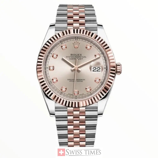 Date-Just Sundust Diamonds Dial Rose Gold Jubilee