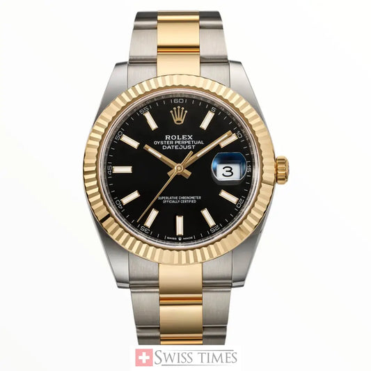 Date-Just Two Tone Black Dial Oyster