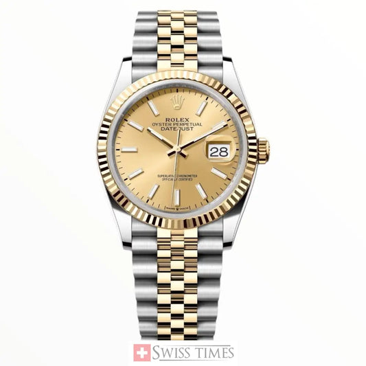 Date-Just Two Tone Champagne Dial Jubilee 36mm
