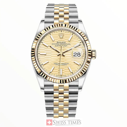 Date-Just Two Tone Champagne Motif Dial Jubilee