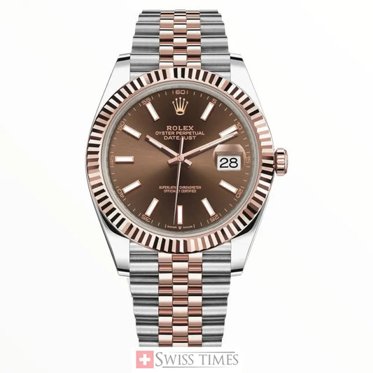 Date-Just Two Tone Pink Gold Chocolate Dial Jubilee