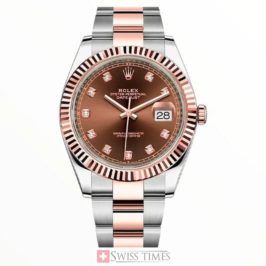 Date-Just Two Tone Pink Gold Chocolate Dial Oyster