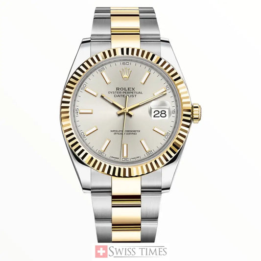 Date-Just Two Tone Silver Dial Oyster 41mm