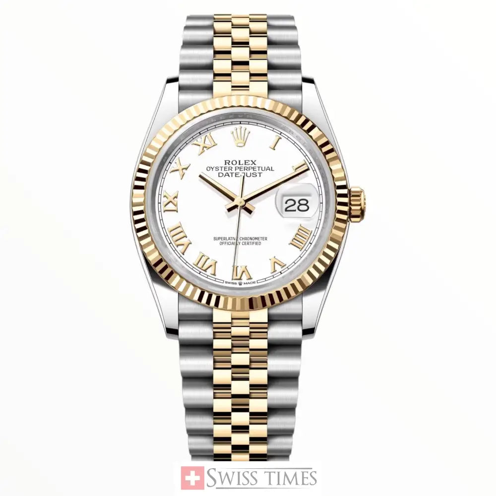 Date-Just Two White Roman Dial Jubilee 36mm
