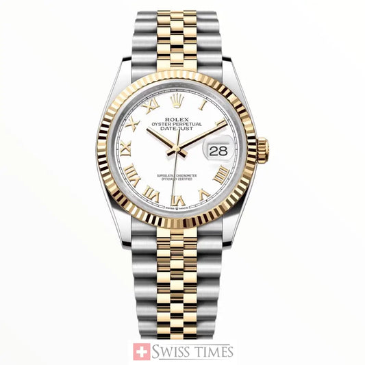 Date-Just Two White Roman Dial Jubilee 36mm