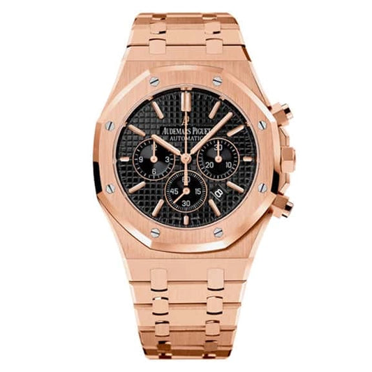 Audemars Piguet Royal Oak Chronografh Watch Everose Gold Black Dial 41mm