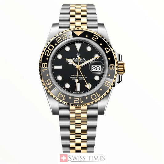 Gmt-Master II Two Tone Yellow Gold Black Dial Jubilee