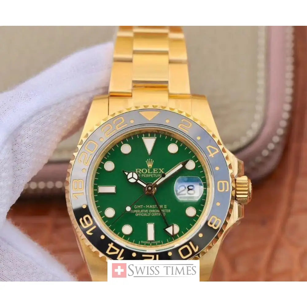 Gmt-Master II Yellow Gold Green Dial