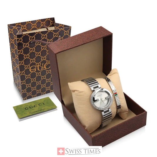 Gucci Watch Set And Bracelet Steel