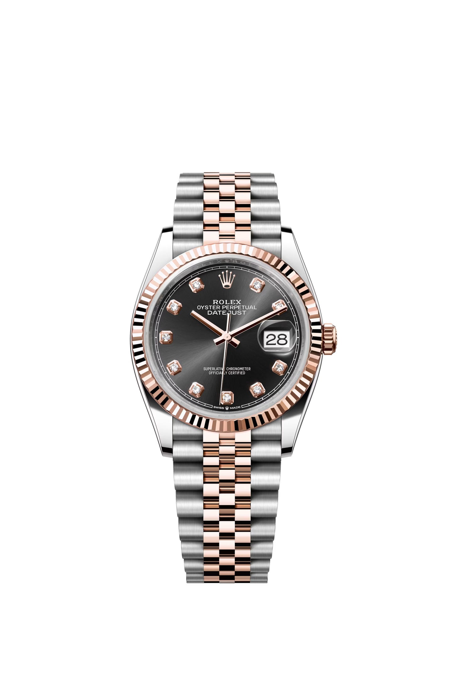 Rolex Datejust Two Tone Pink Gold Grey Rhodium Diamonds Dial Jubilee