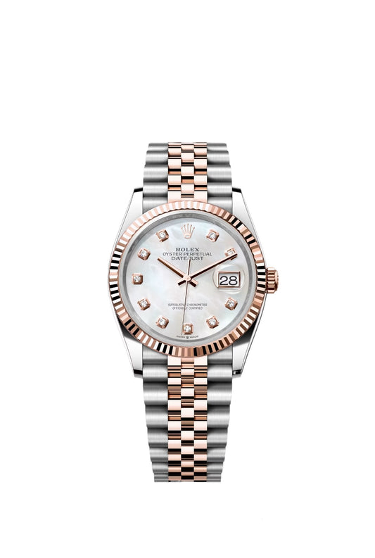 Rolex Datejust Pink Gold Mother Of Pearls White Dial Jubilee 36mm