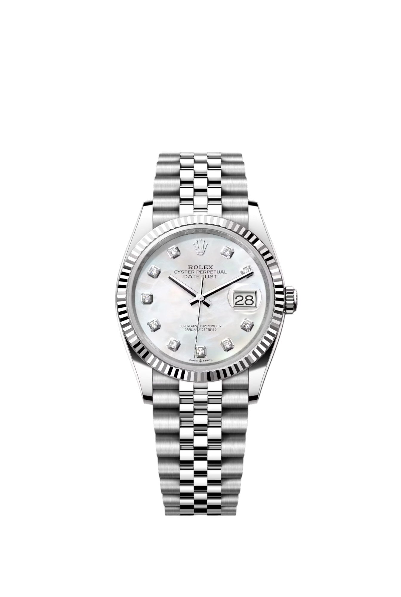 Rolex Datejust Mother of Pearl Silver Diamonds Dial Jubilee 36mm