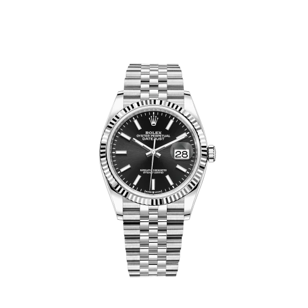 Rolex Datejust Steel Black Dial Jubilee