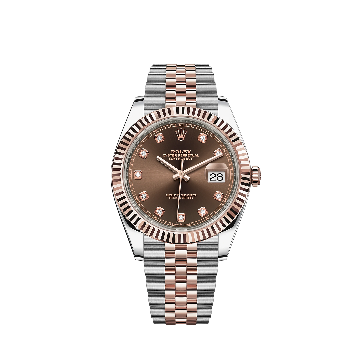 Rolex Datejust Two Tone Pink Gold Chocolate Diamonds Dial Jubille