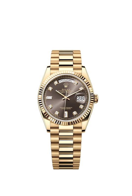 Rolex Datejust Yellow Gold Mother Of Pearls Brown Dial President 36mm