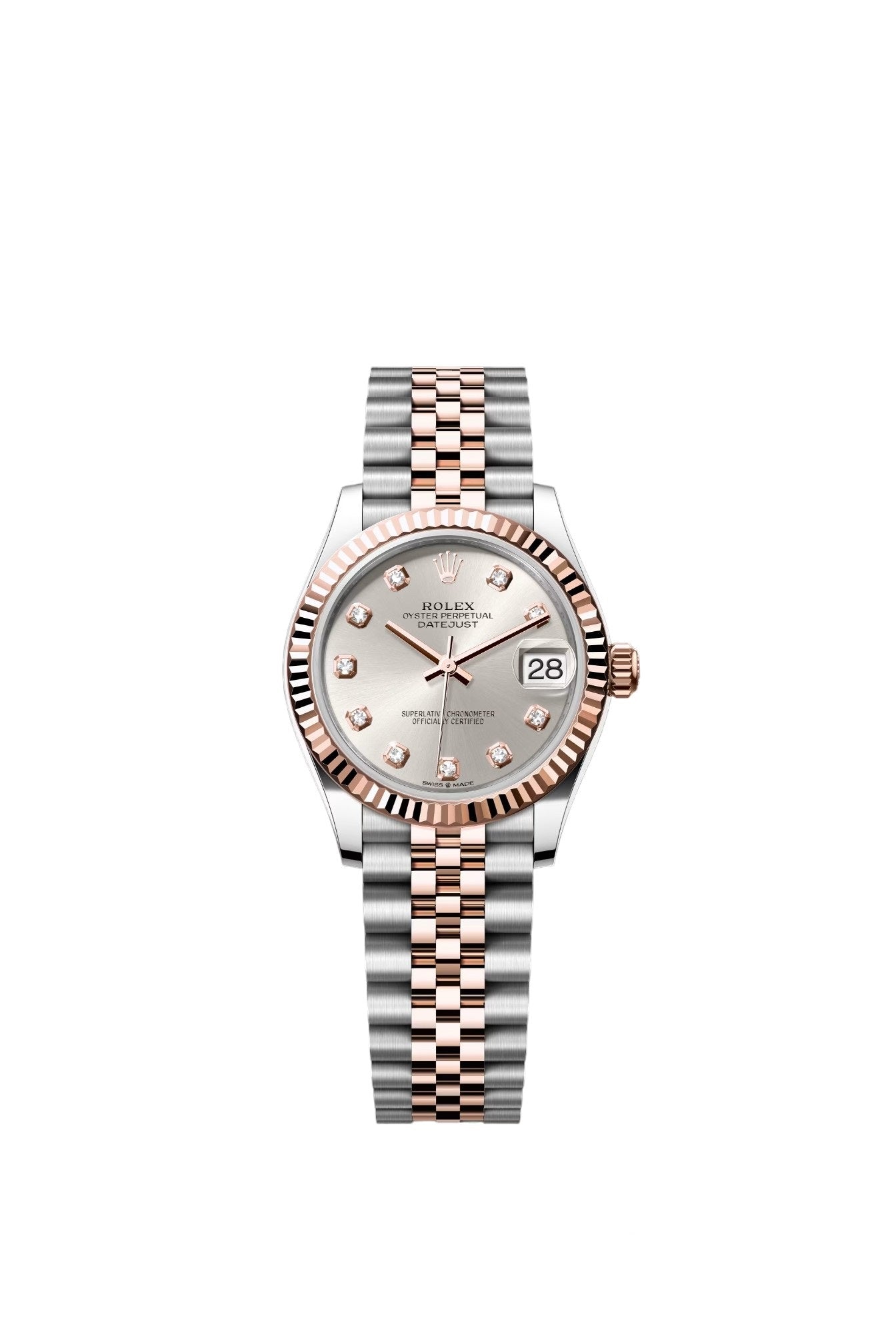 Rolex Datejust Silver Set Pink Gold Diamonds Dial Jubilee 31MM