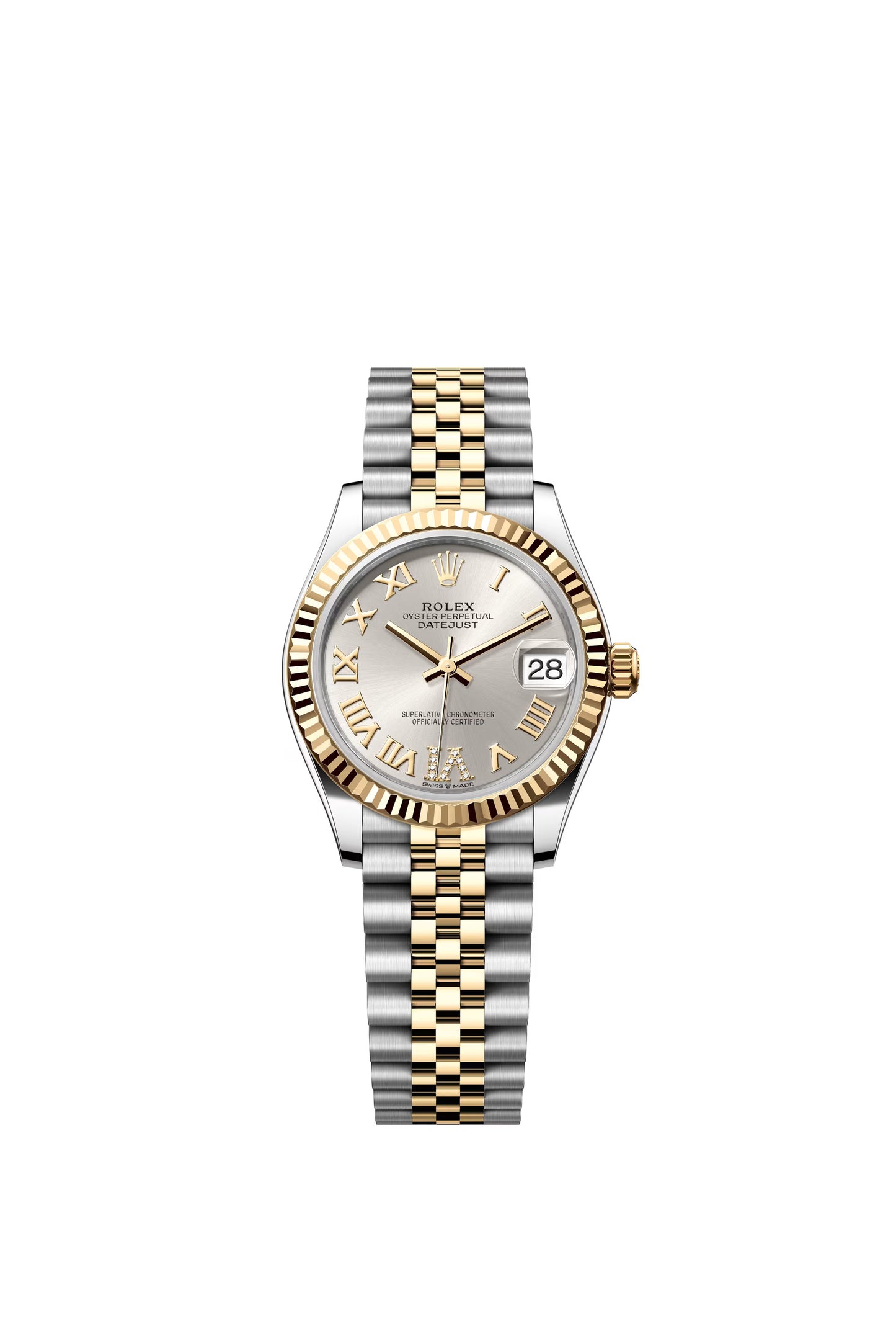 Rolex Datejust TwoTone Yellow Gold Silver Dial Roman Jubilee 31MM