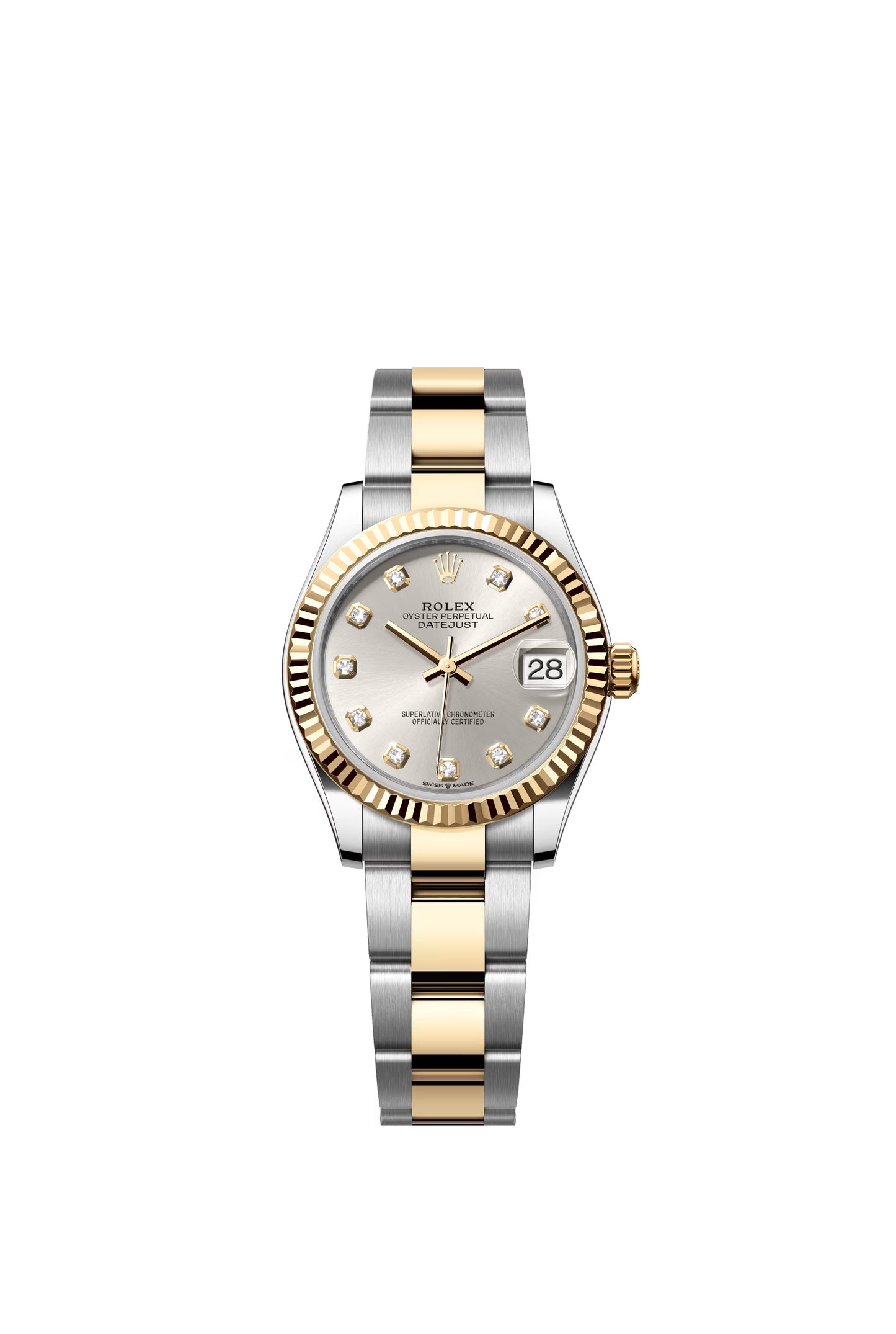 Rolex Datejust TwoTone Yellow Gold Silver Dial Oyster31MM