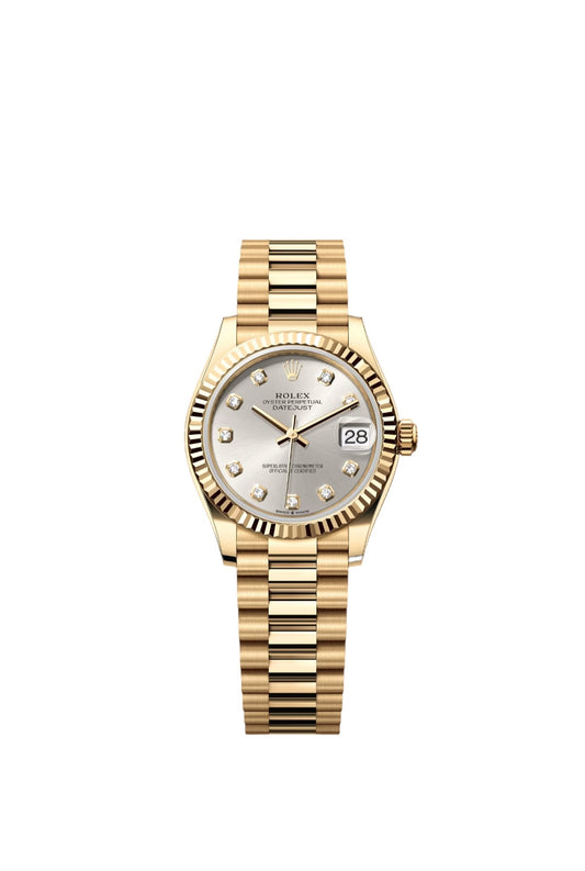 Rolex Datejust Yellow Gold Silver Diamonds Dial President 31MM