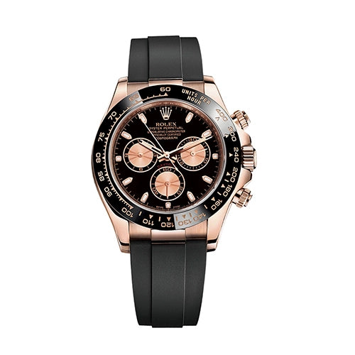 Rolex Daytona Black And Pink Dial Everose Oysterflex