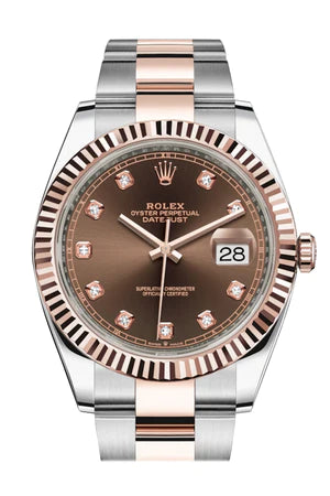 Rolex Datejust Two Tone Pink Gold Chocolate Dial Oyster