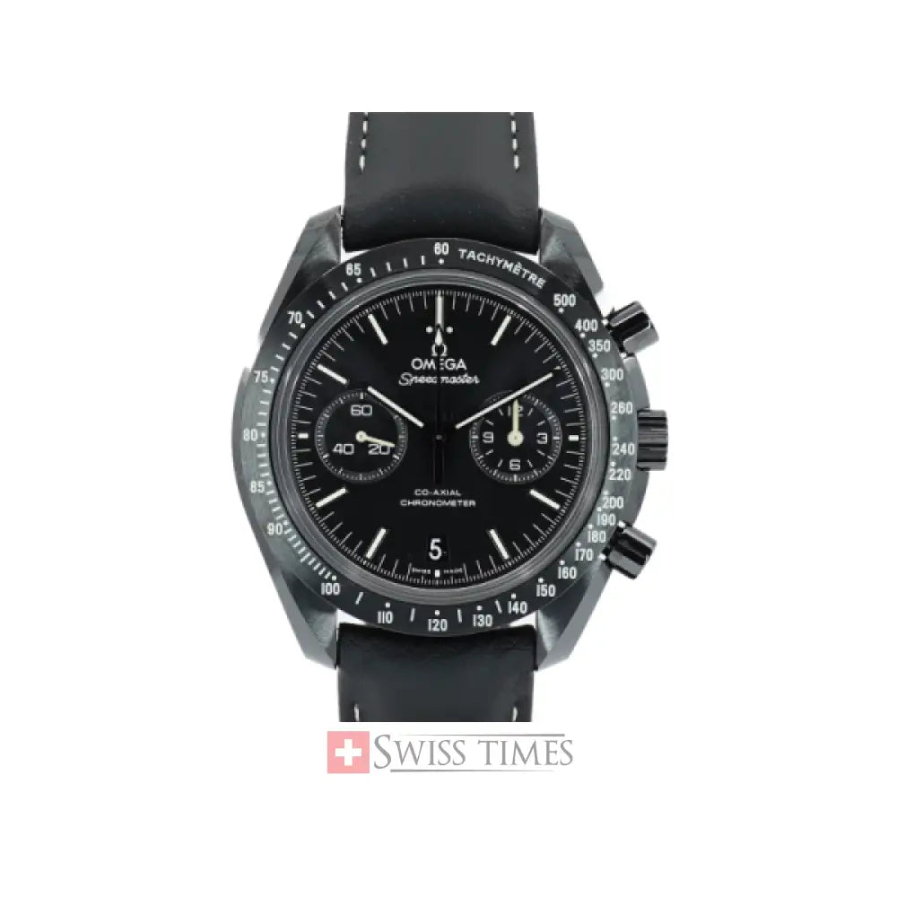 Omega SpeedMaster Dark Side of the Moon CoAxial Chronometer Chronograph Black Leather Strap 44.25 mm