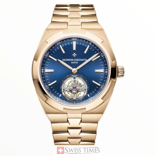 Overseas Pink Gold Blue Dial Tourbillon Automatic Men’s Watch