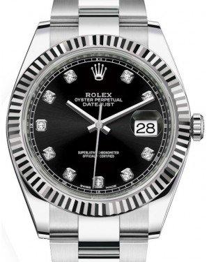 Rolex Datejust Steel Black Diamonds Dial Oyster