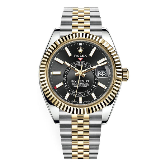 Rolex Sky-Dweller Two Tone Black Dial Jubilee