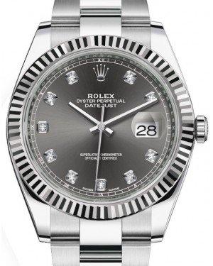 Rolex Datejust Steel Grey Rhodium Diamonds Dial Oyster