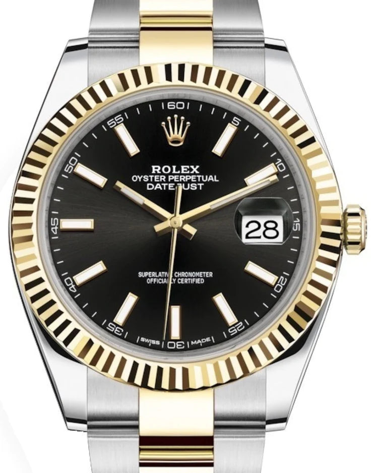 Rolex Datejust Two Tone Black Dial Oyster