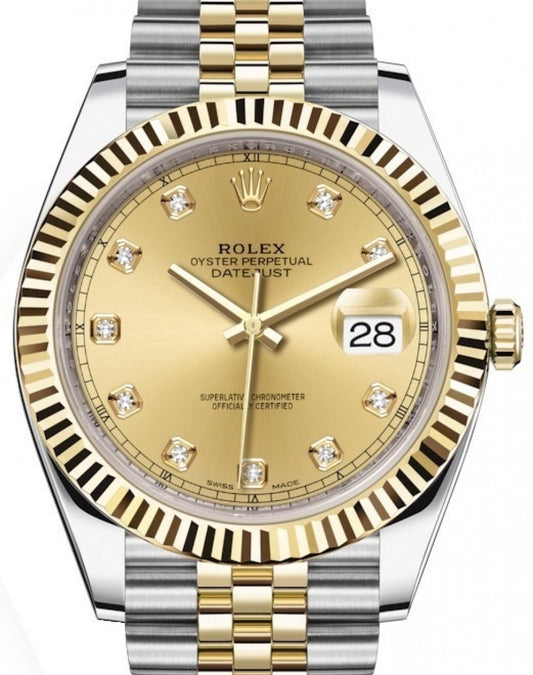 Rolex Datejust Two Tone Champagne Diamonds Dial Jubilee