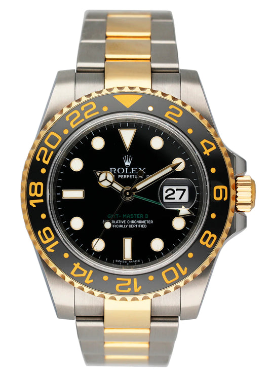 Rolex Gmt-Master II Two Tone Yellow Gold Black Dial