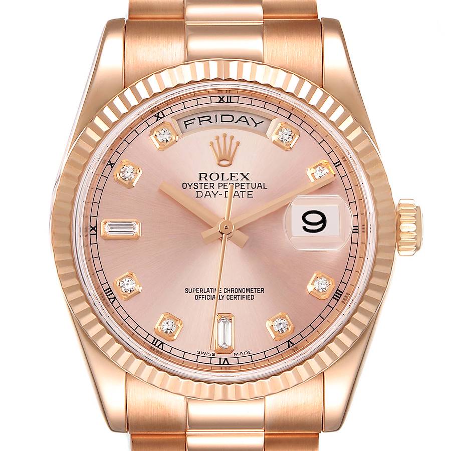 Rolex Day-Date 36mm Rose Gold President Baguette Dial