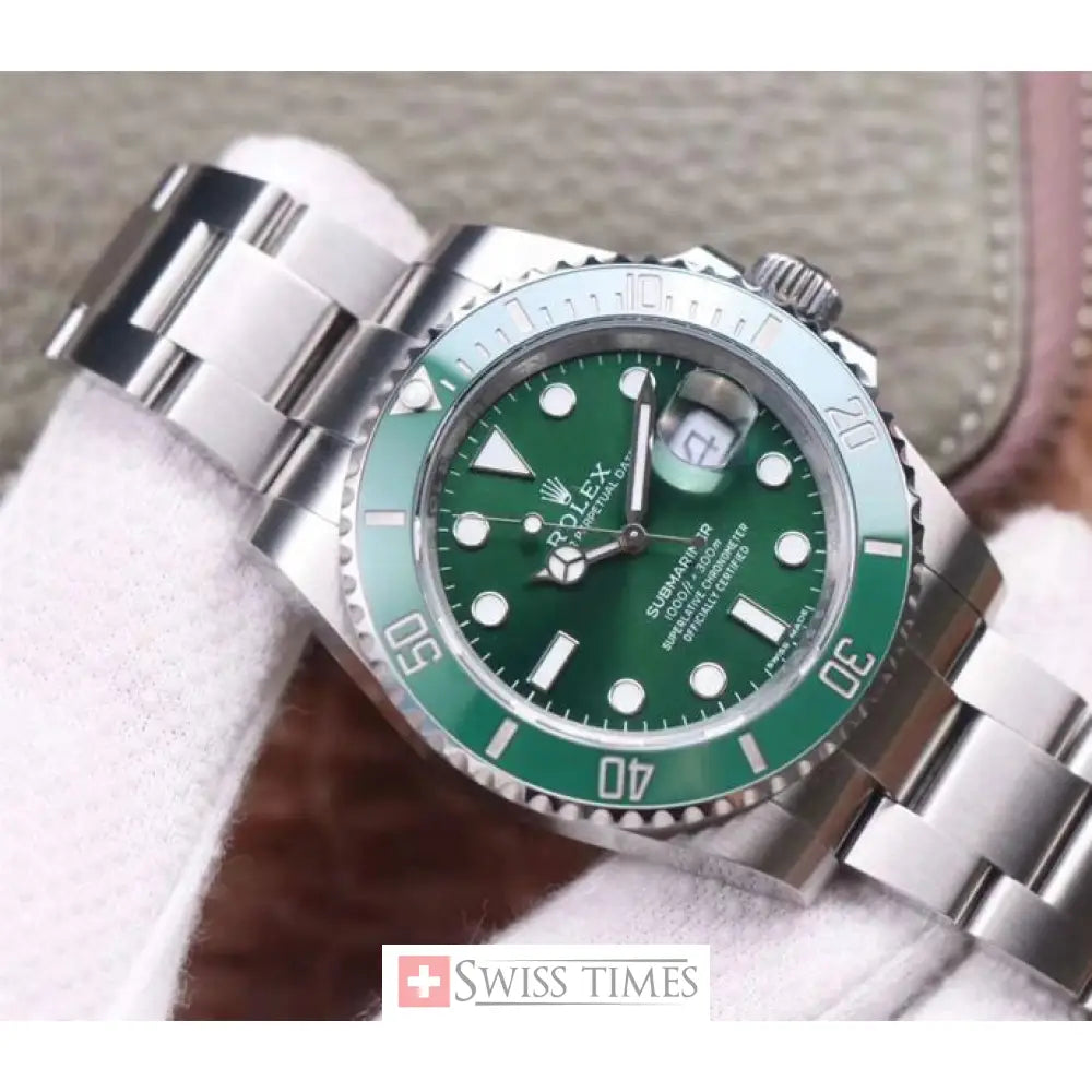 Sub Date SS Green Hulk Ceramic Bezel