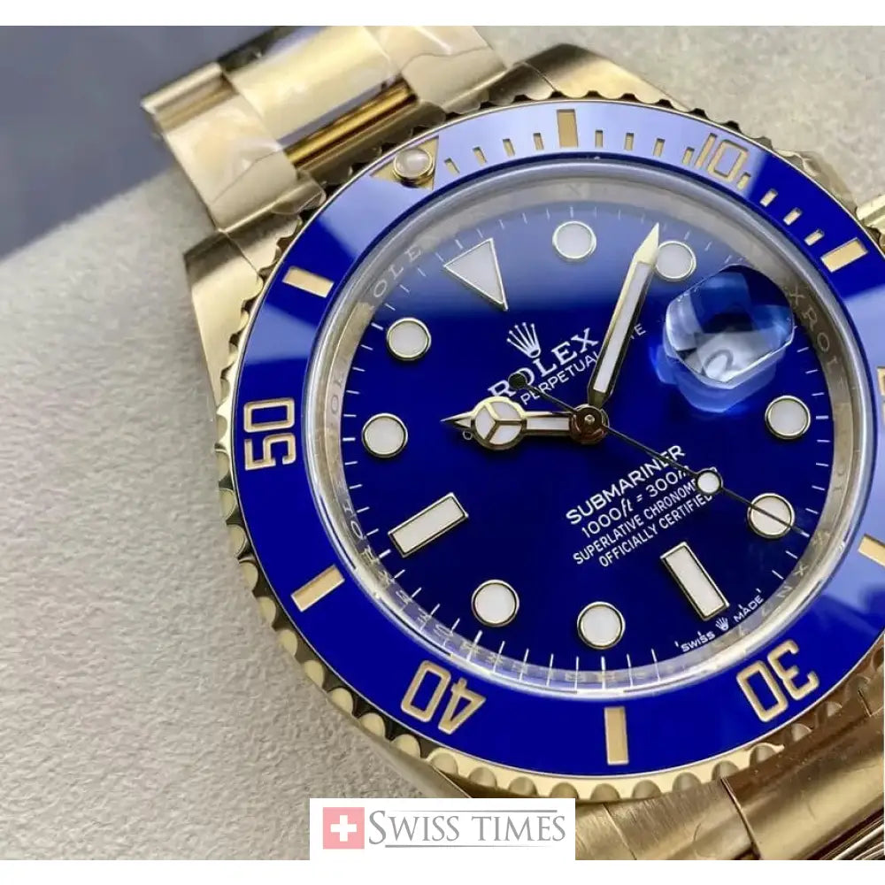 Sub Date Yellow Gold Blue Dial Ceramic Bezel