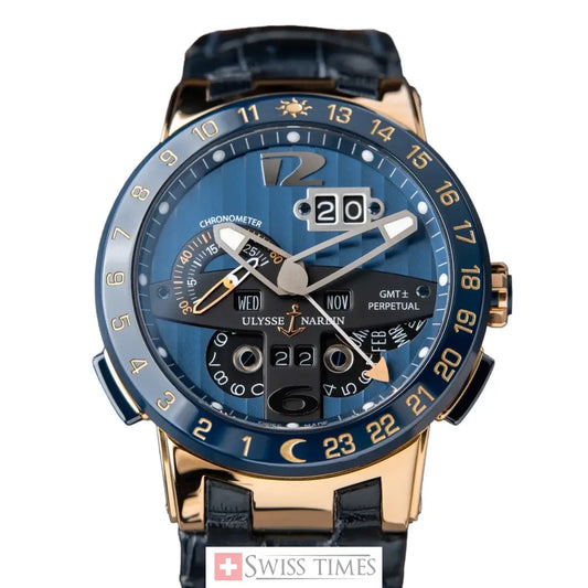 Ulysse Nardin El Toro Blue Limited RARE Perpetual Calendar GMT Rose Gold