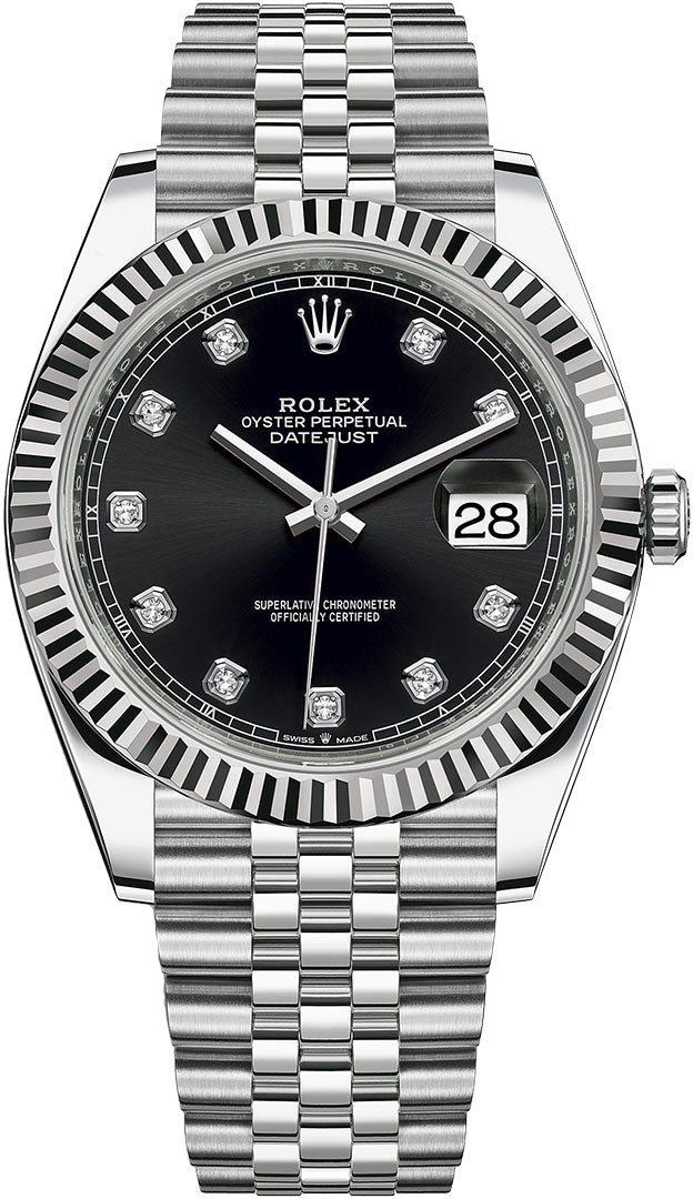 Rolex Datejust Steel Black Diamonds Dial Jubilee