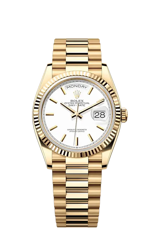 Rolex Day-Date 36mm Yellow Gold President White Dial