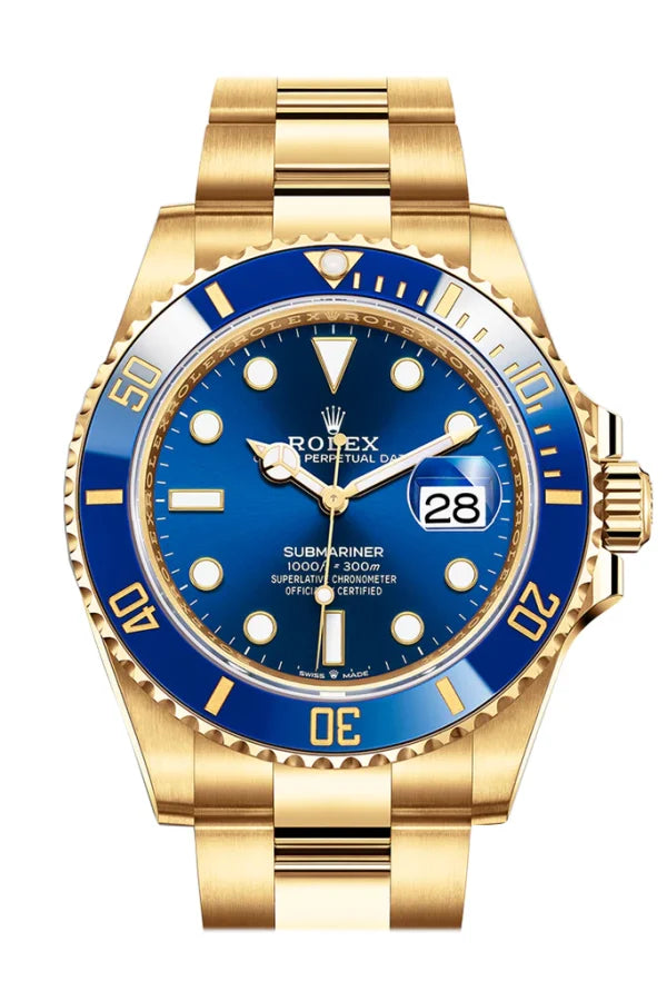 Rolex Submariner Date Yellow Gold Blue Dial Ceramic Bezel